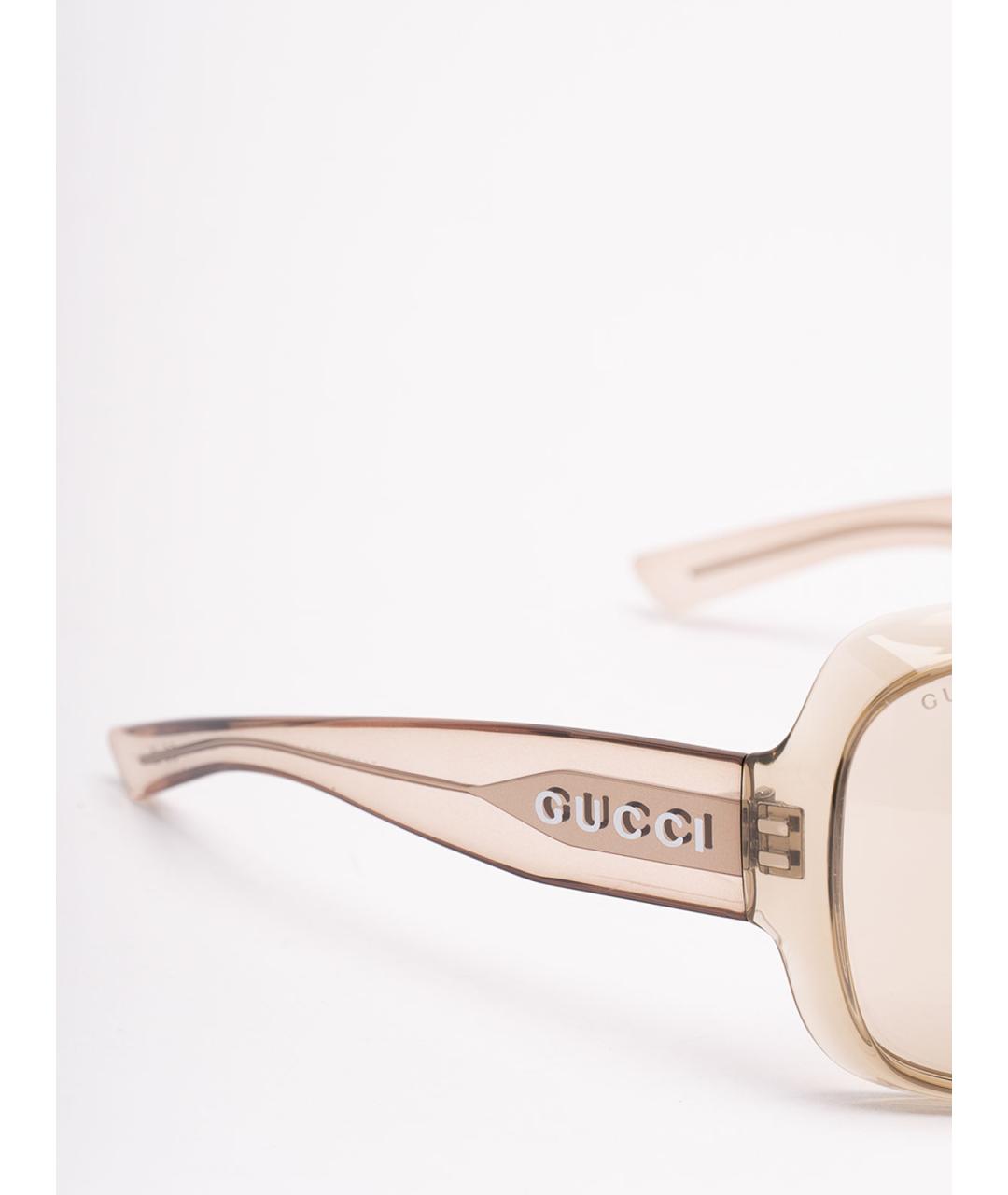 GUCCI Бежевые пластиковые солнцезащитные очки, фото 2