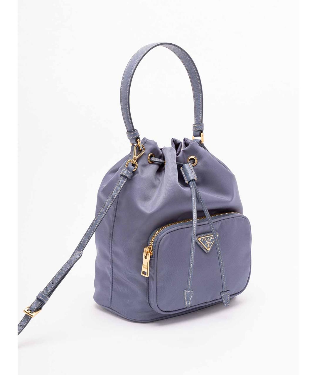 PRADA Голубая тканевая сумка через плечо, фото 3