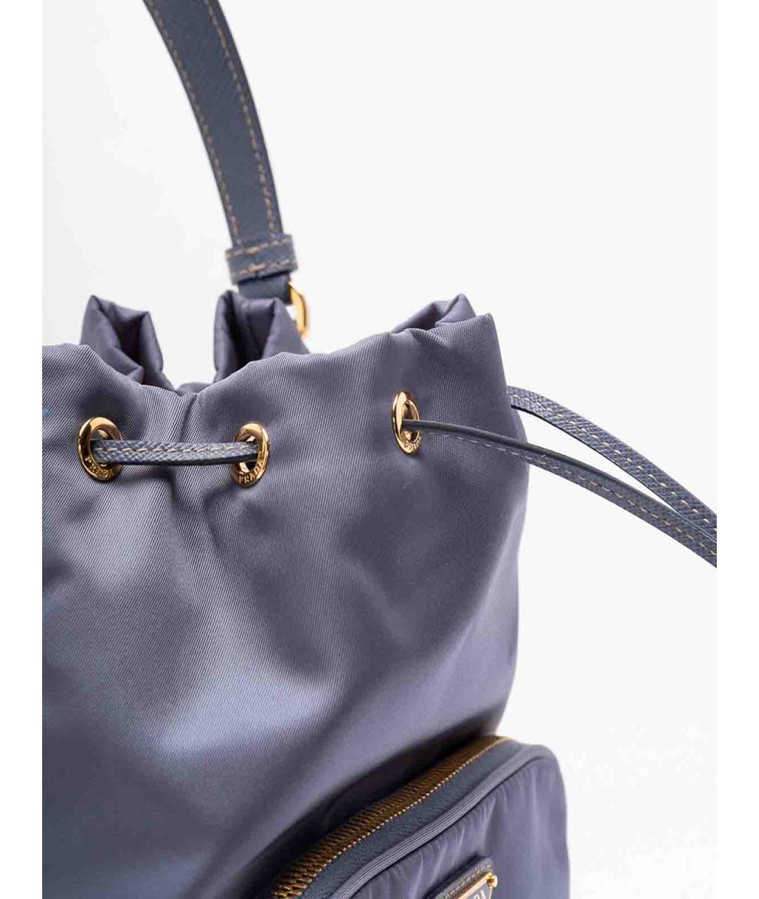 PRADA Голубая тканевая сумка через плечо, фото 5