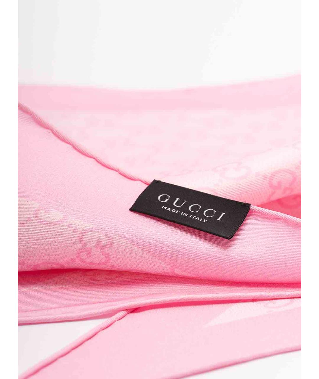 GUCCI Розовый шелковый платок, фото 3