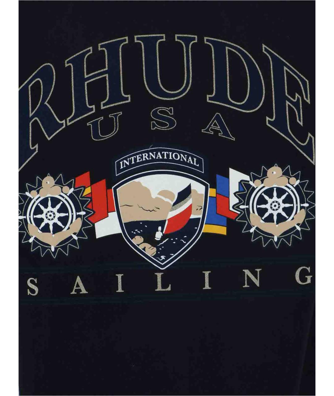 RHUDE Черная хлопковая футболка, фото 3