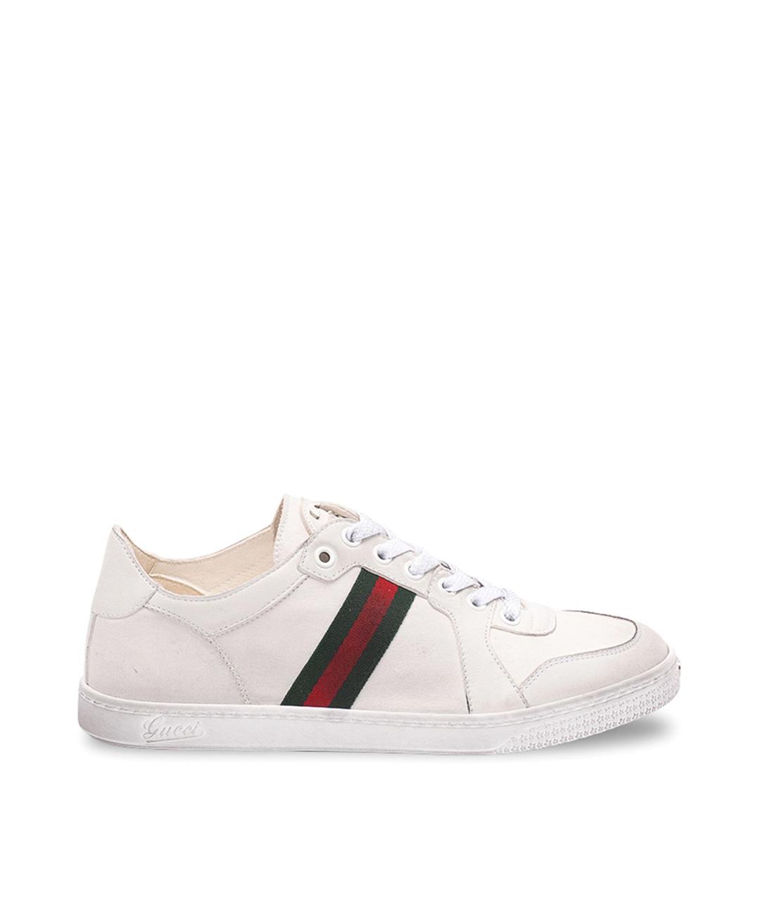 GUCCI Белые кожаные кроссовки, фото 1