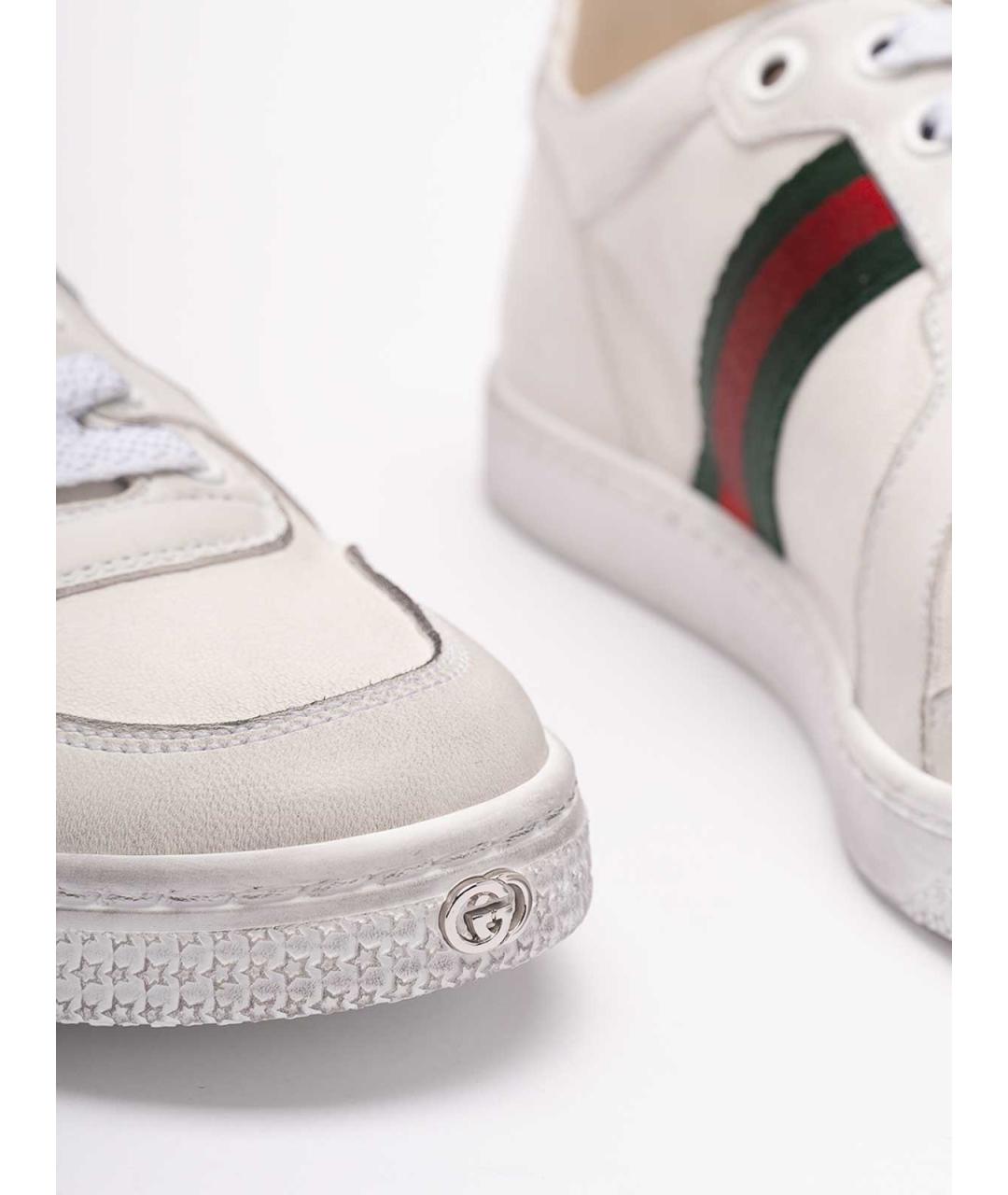 GUCCI Белые кожаные кроссовки, фото 5