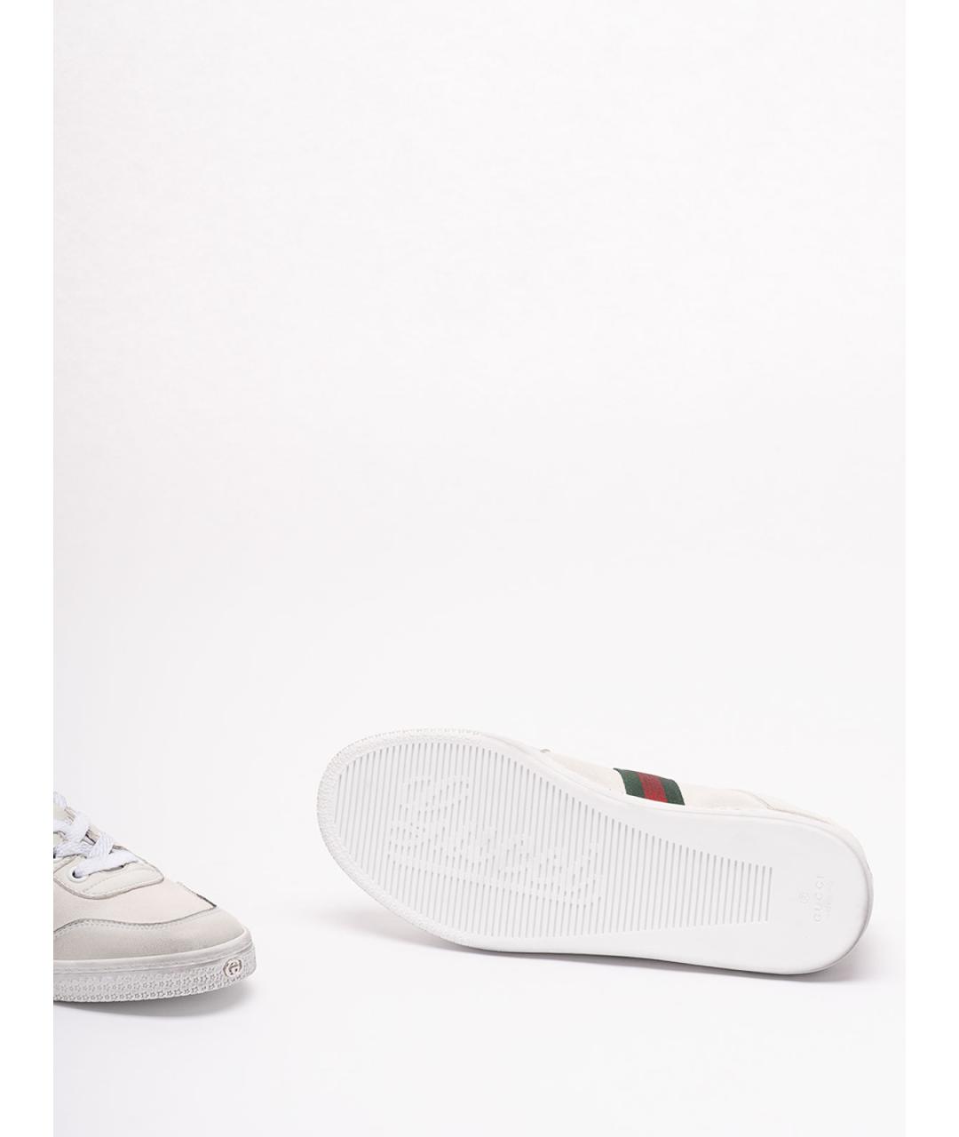 GUCCI Белые кожаные кроссовки, фото 4