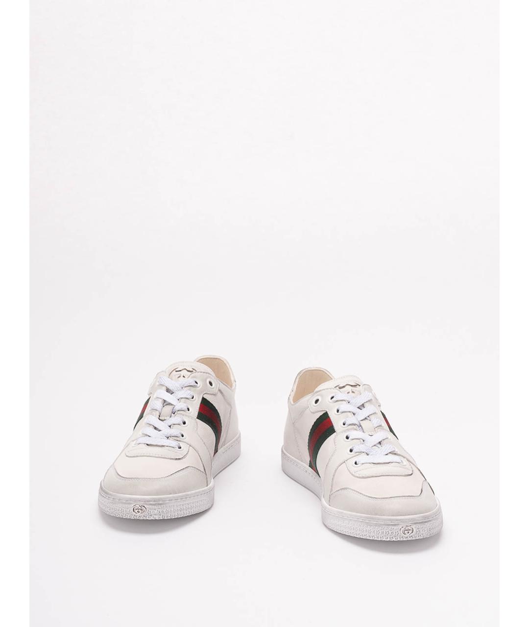 GUCCI Белые кожаные кроссовки, фото 2