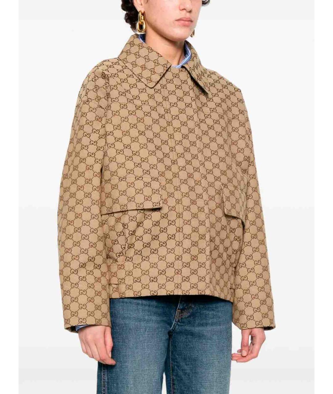 GUCCI Бежевая полиэстеровая куртка, фото 3