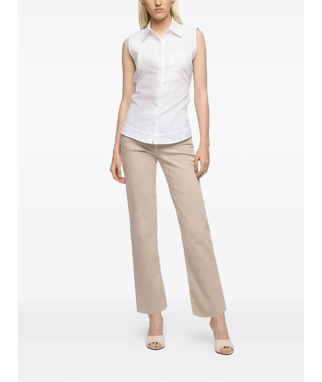 7 FOR ALL MANKIND Бежевые хлопковые прямые джинсы, фото 2