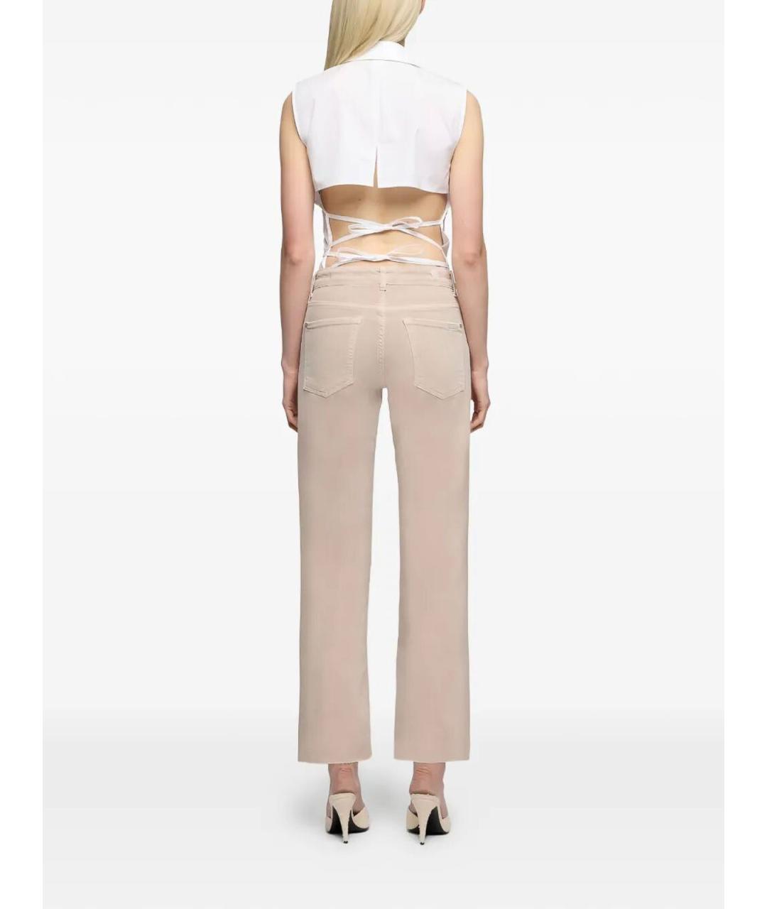 7 FOR ALL MANKIND Бежевые хлопковые прямые джинсы, фото 3
