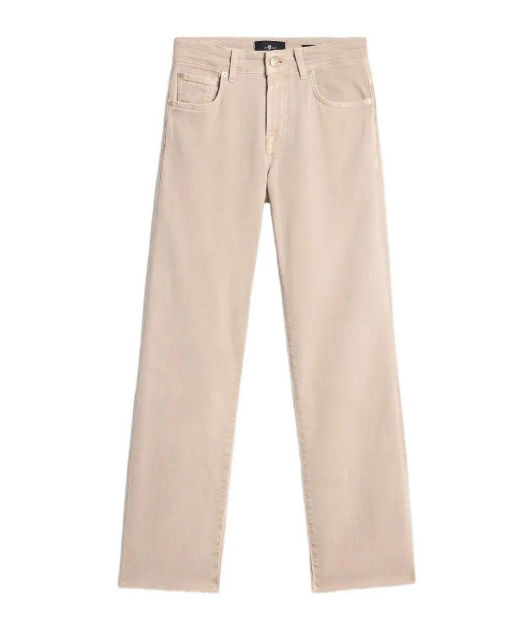 7 FOR ALL MANKIND Бежевые хлопковые прямые джинсы, фото 1