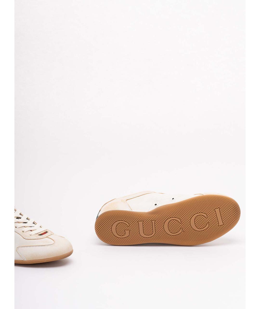 GUCCI Белые кожаные кроссовки, фото 4