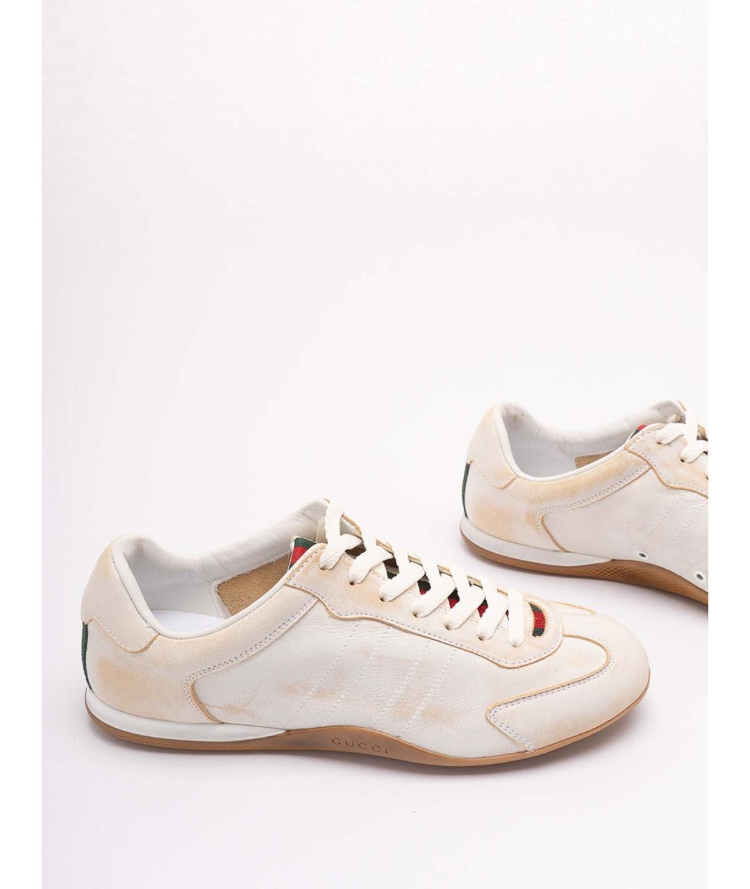 GUCCI Белые кожаные кроссовки, фото 5