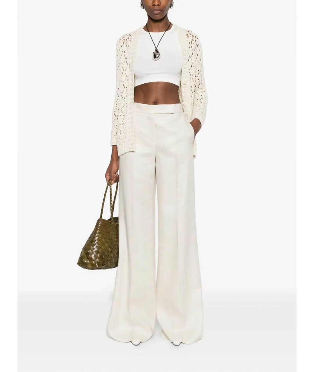 MAX MARA Бежевые льняные брюки широкие, фото 2