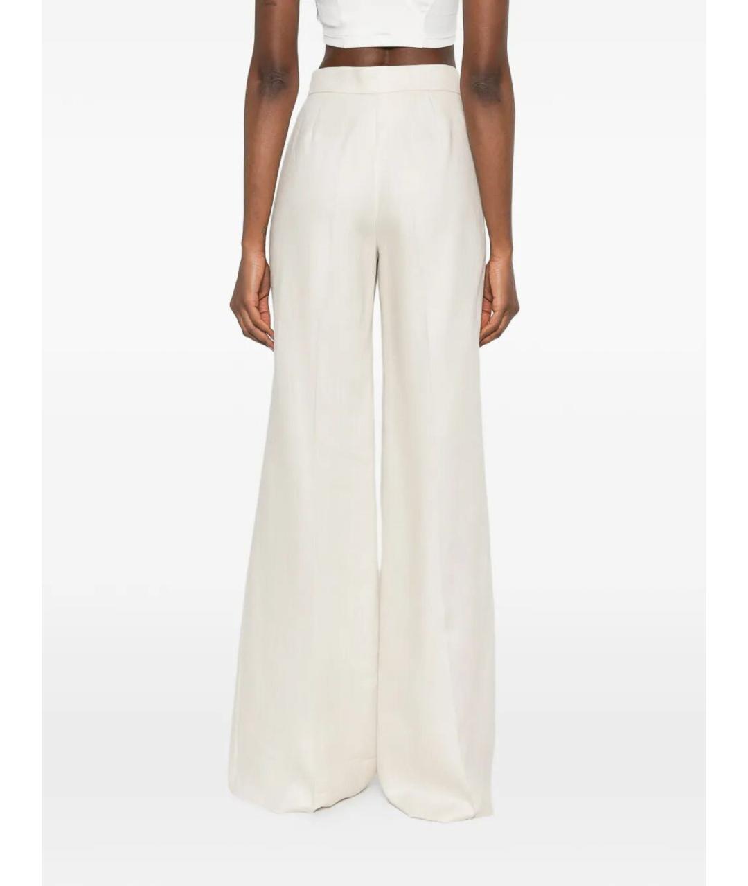 MAX MARA Бежевые льняные брюки широкие, фото 5