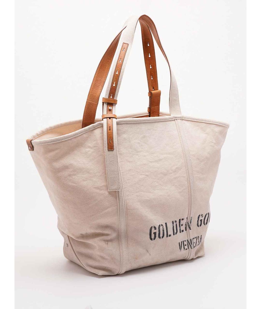 GOLDEN GOOSE Бежевая хлопковая сумка тоут, фото 3