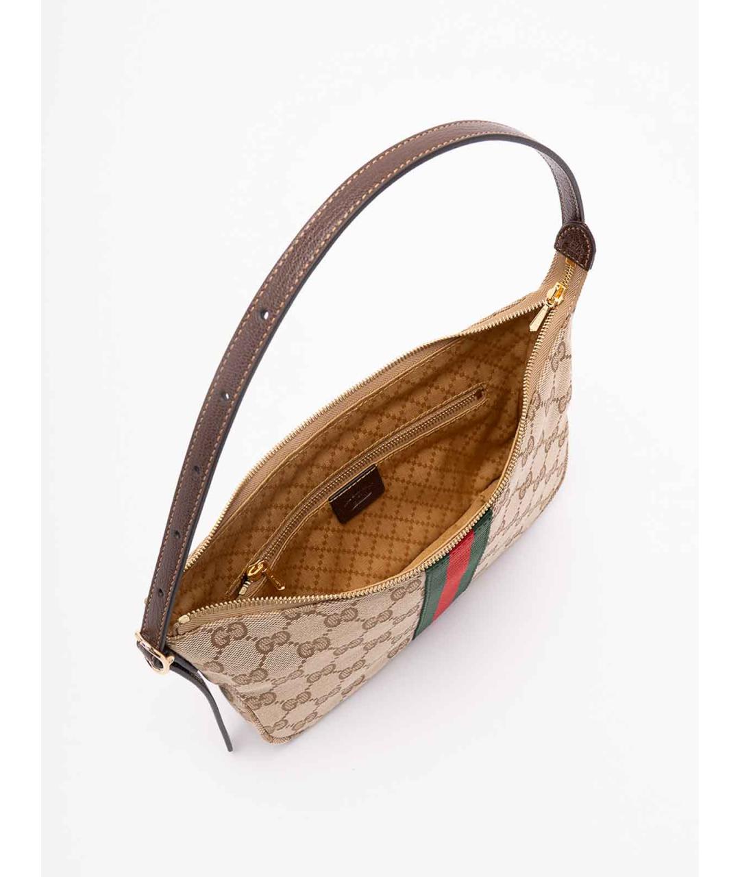GUCCI Бежевая тканевая сумка на плечо, фото 6