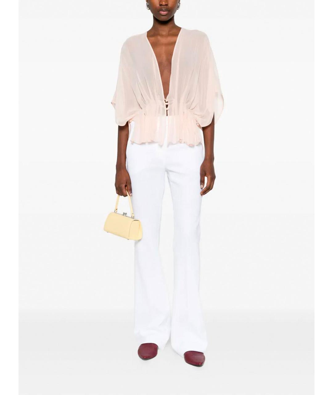MAX MARA Белые хлопковые брюки широкие, фото 2