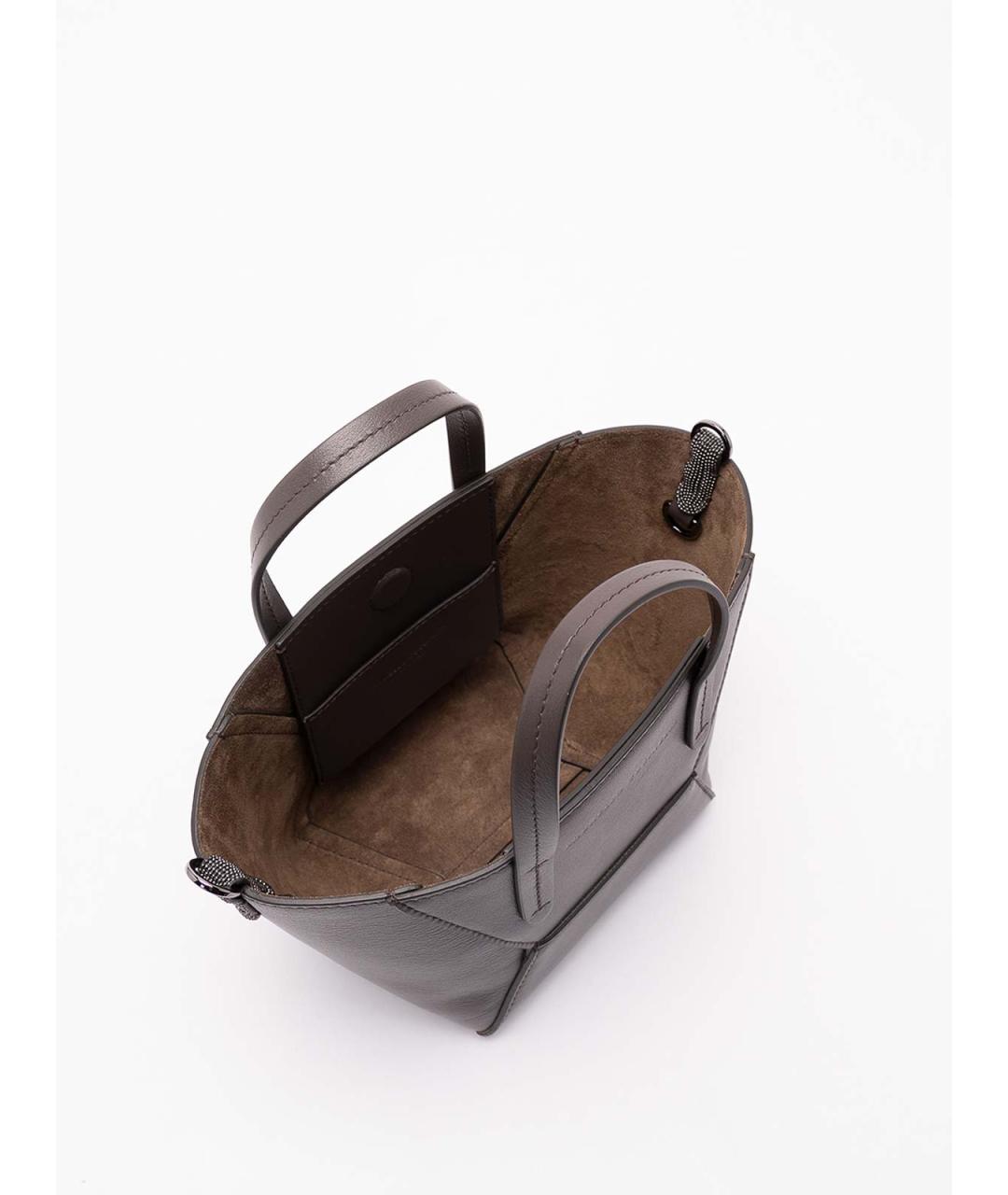 BRUNELLO CUCINELLI Коричневая кожаная сумка тоут, фото 7