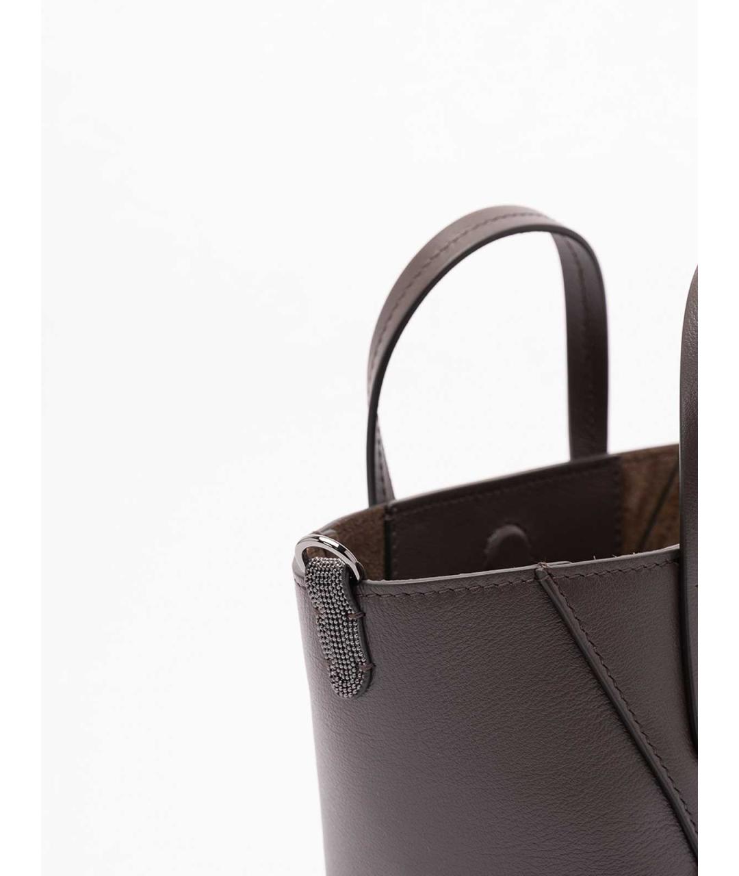 BRUNELLO CUCINELLI Коричневая кожаная сумка тоут, фото 6