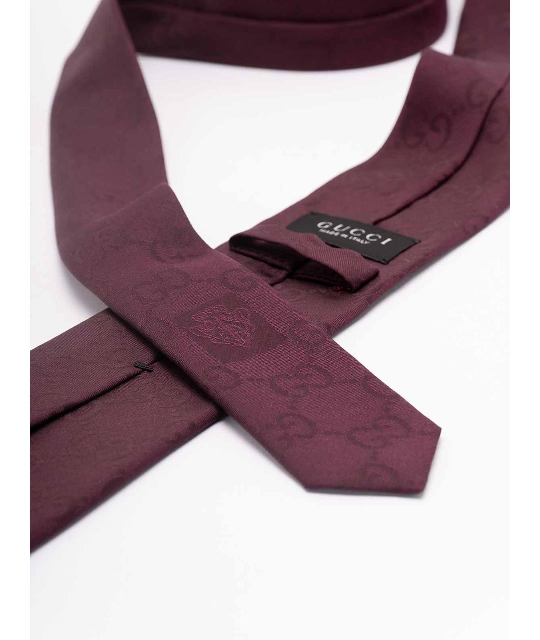 GUCCI Бордовый шелковый галстук, фото 2