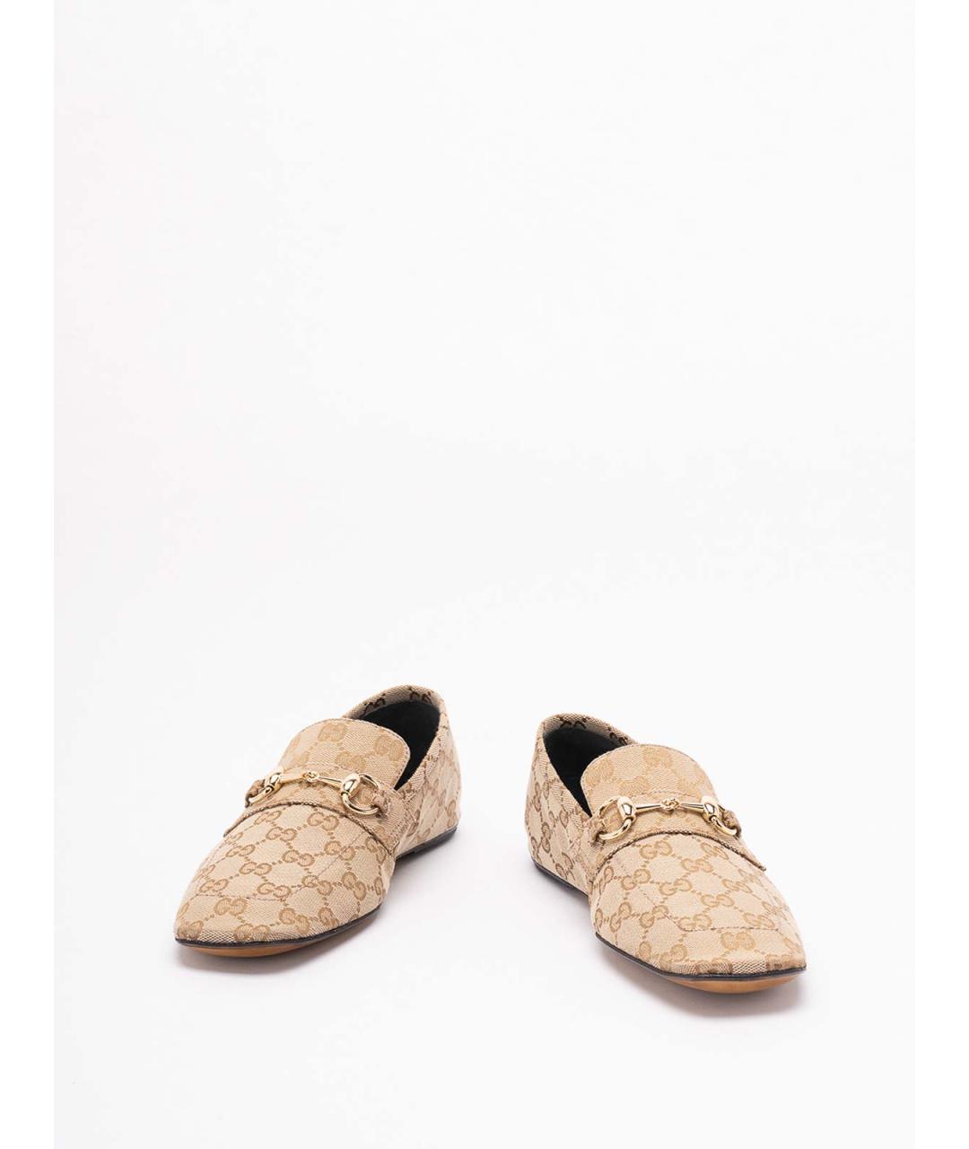GUCCI Бежевые текстильные лоферы, фото 2