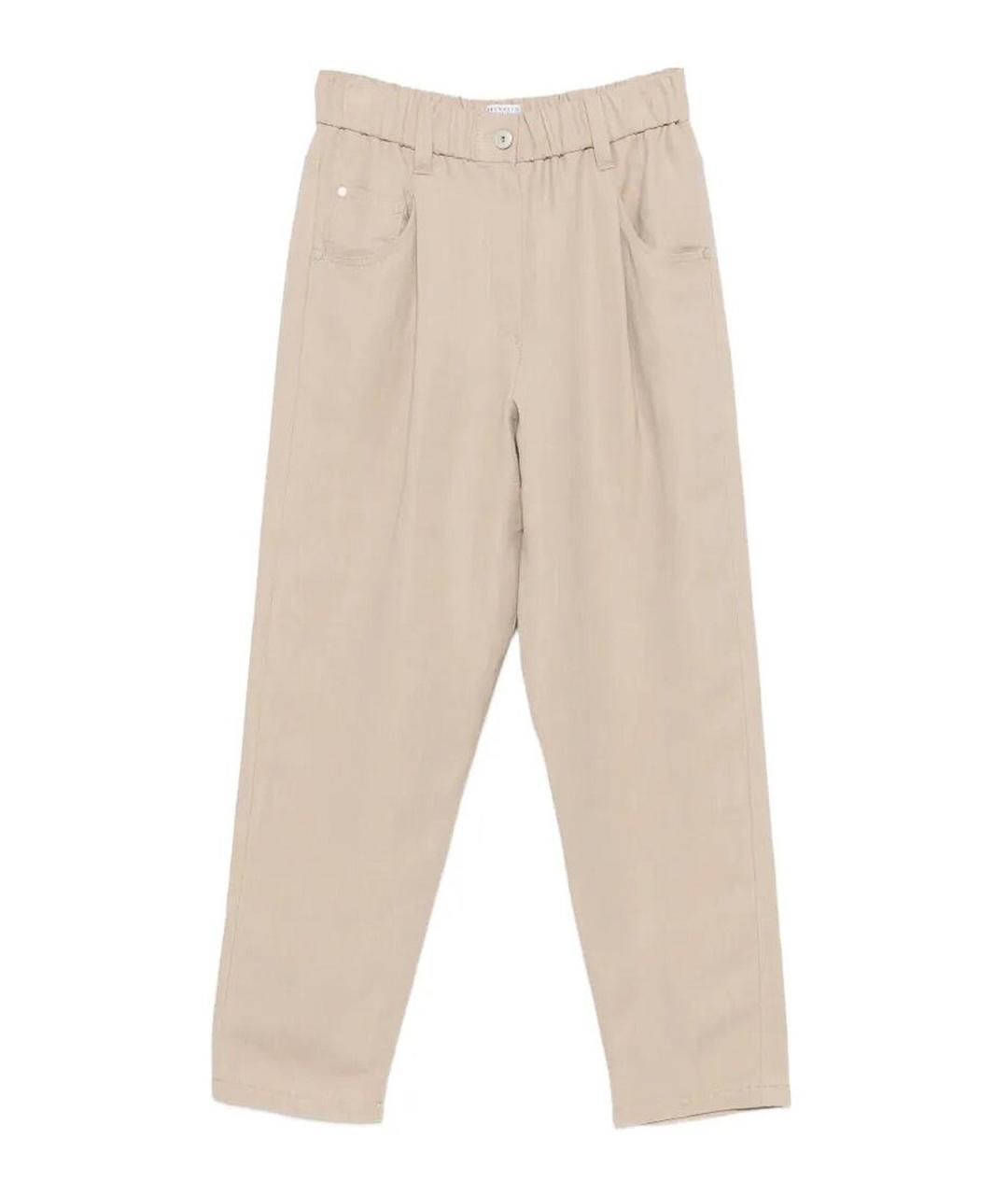 BRUNELLO CUCINELLI Бежевые вискозные брюки широкие, фото 1