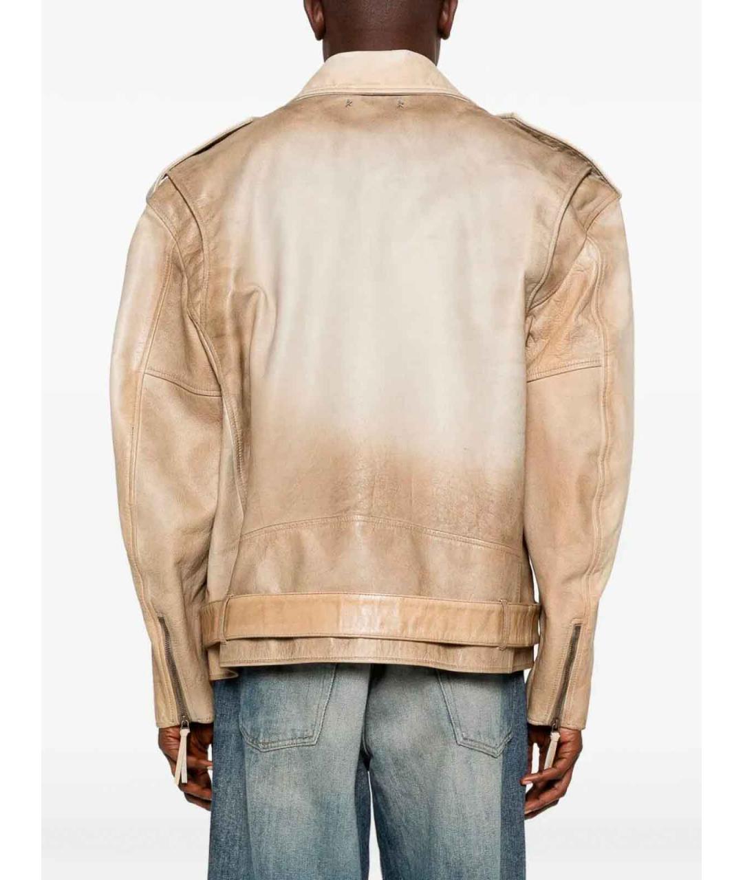 GOLDEN GOOSE Бежевая кожаная куртка, фото 3