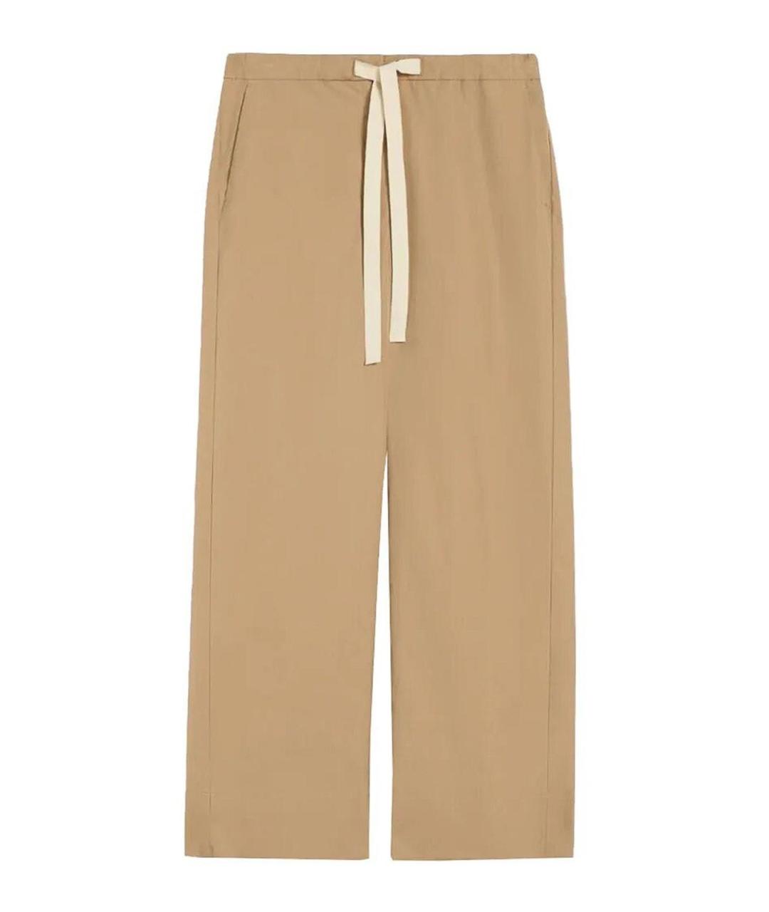 MAX MARA Бежевые хлопковые брюки широкие, фото 1
