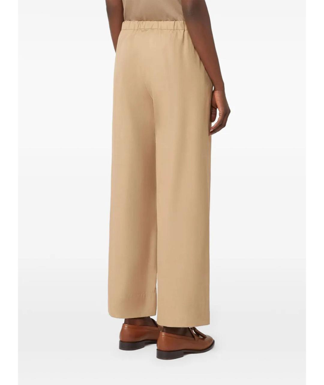 MAX MARA Бежевые хлопковые брюки широкие, фото 3