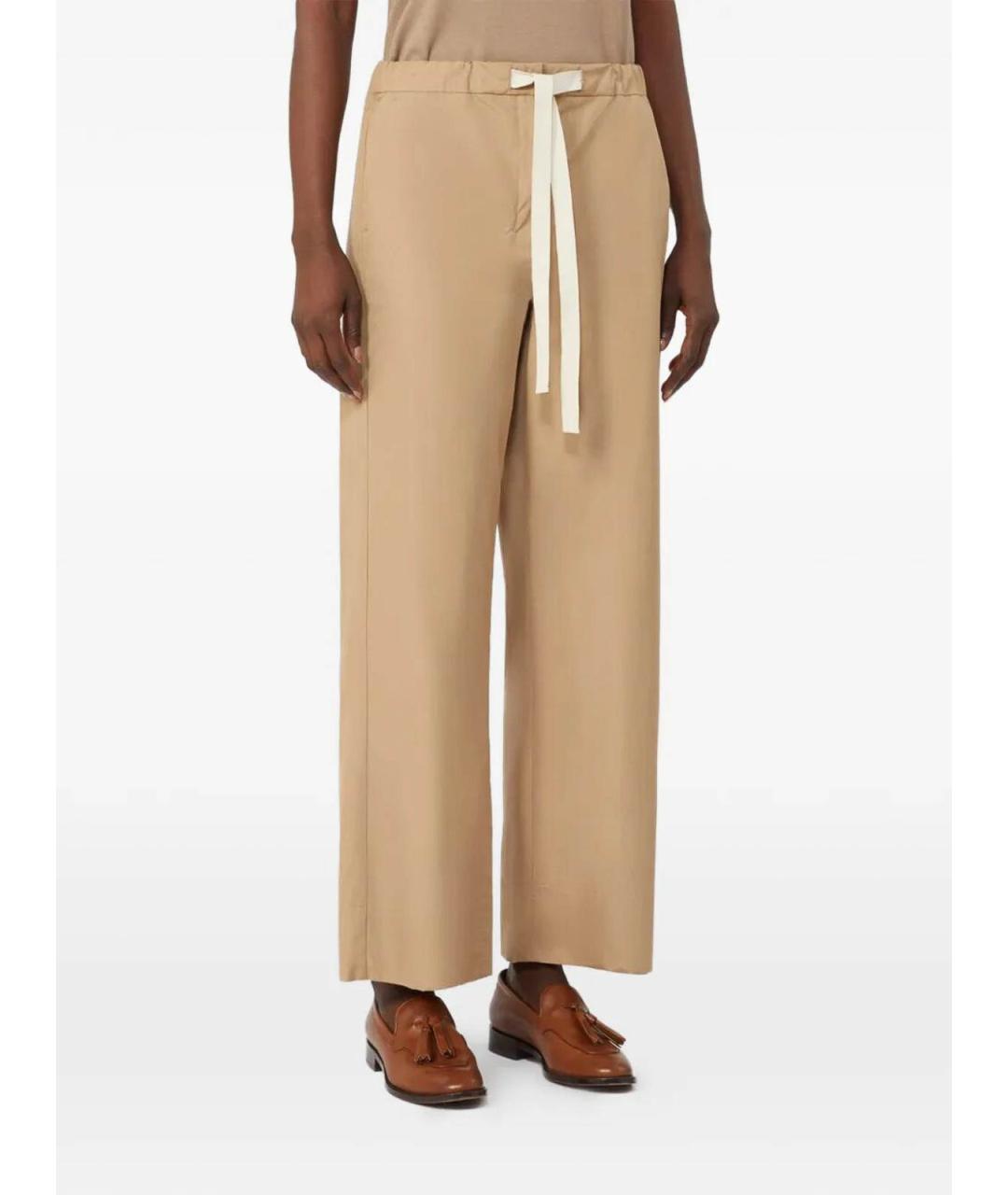 MAX MARA Бежевые хлопковые брюки широкие, фото 2