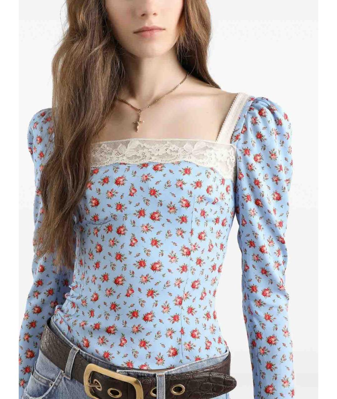 DOLCE&GABBANA Голубая хлопковая блузы, фото 3