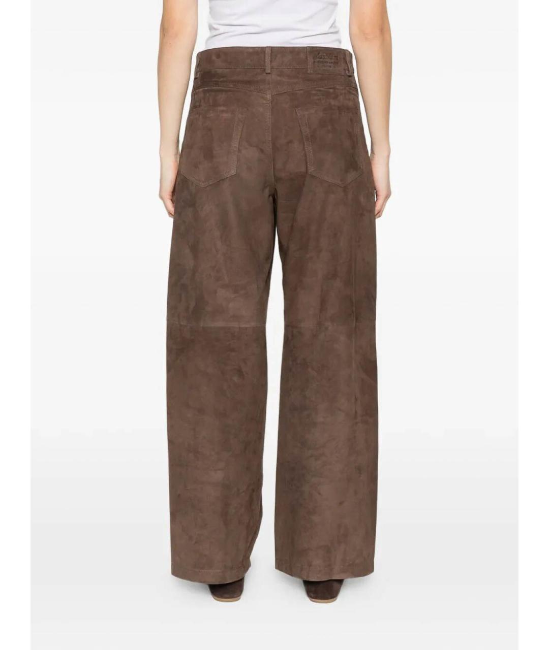 MAX MARA Коричневые кожаные брюки широкие, фото 3