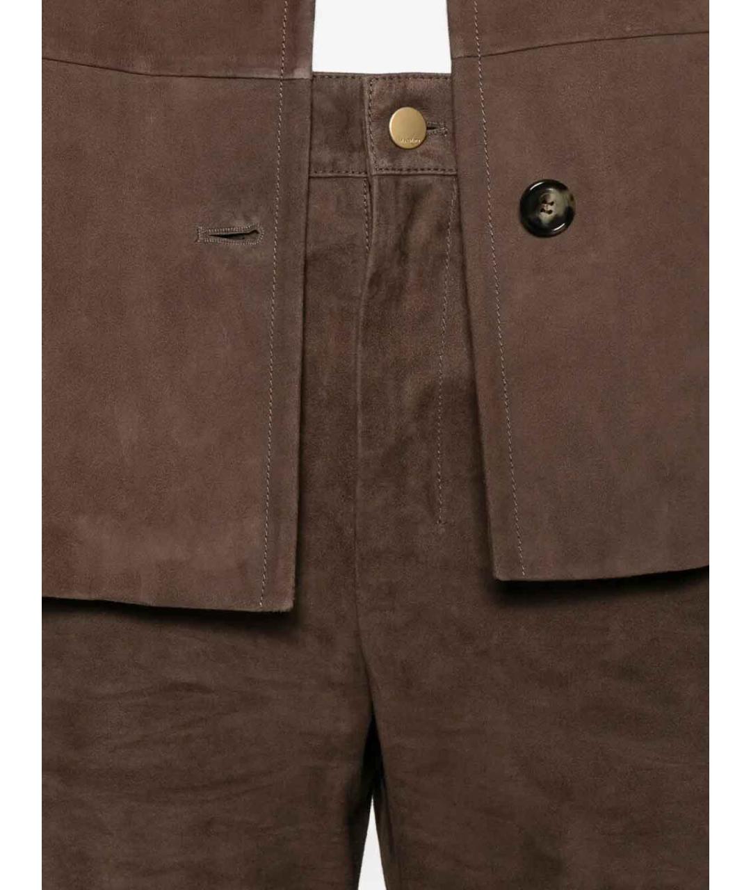 MAX MARA Коричневые кожаные брюки широкие, фото 4