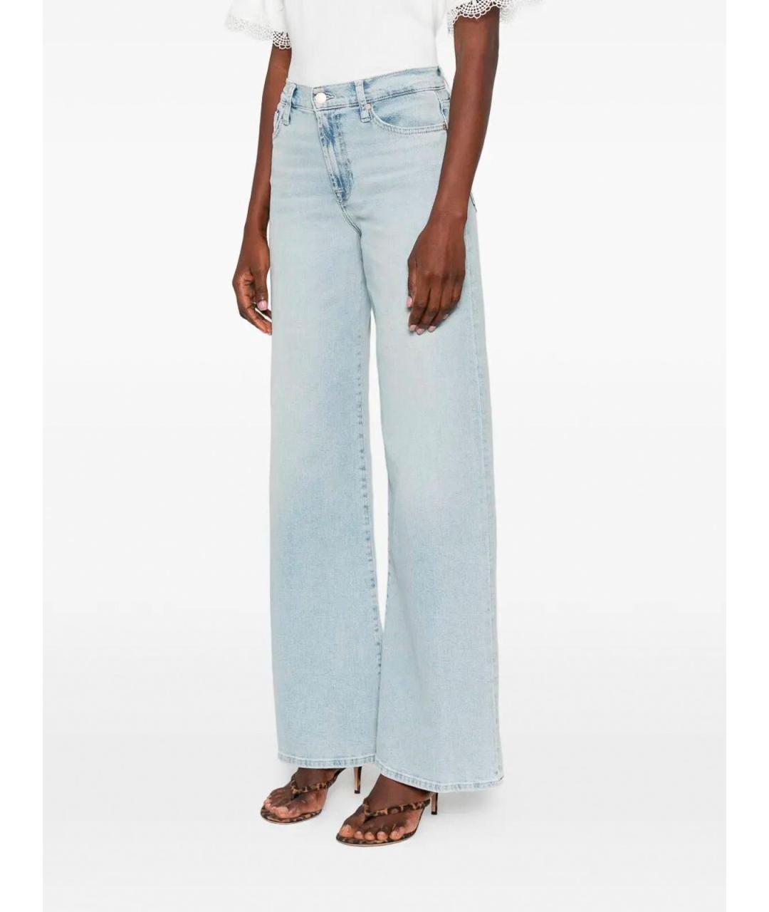 7 FOR ALL MANKIND Голубые хлопковые прямые джинсы, фото 5