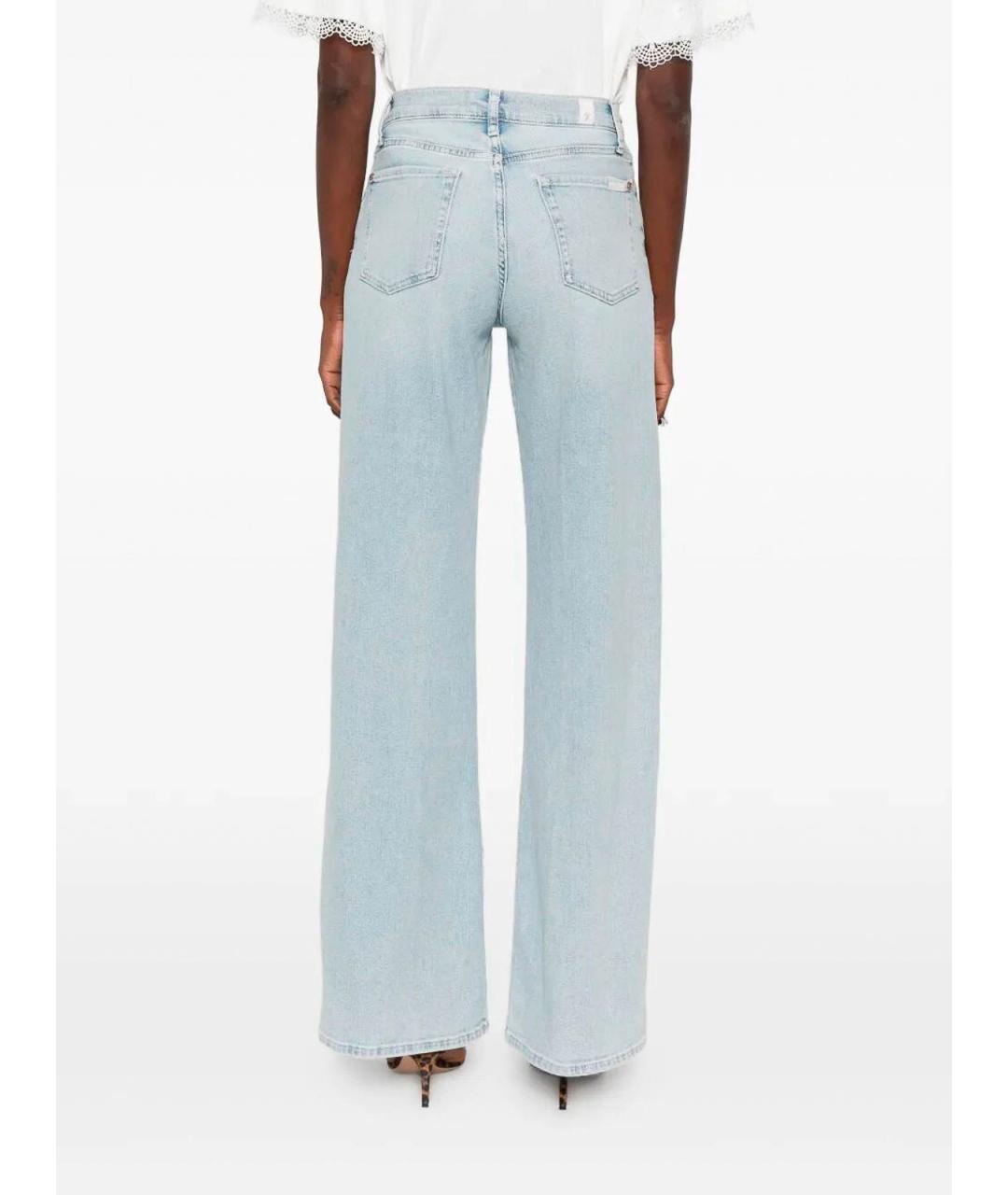 7 FOR ALL MANKIND Голубые хлопковые прямые джинсы, фото 4