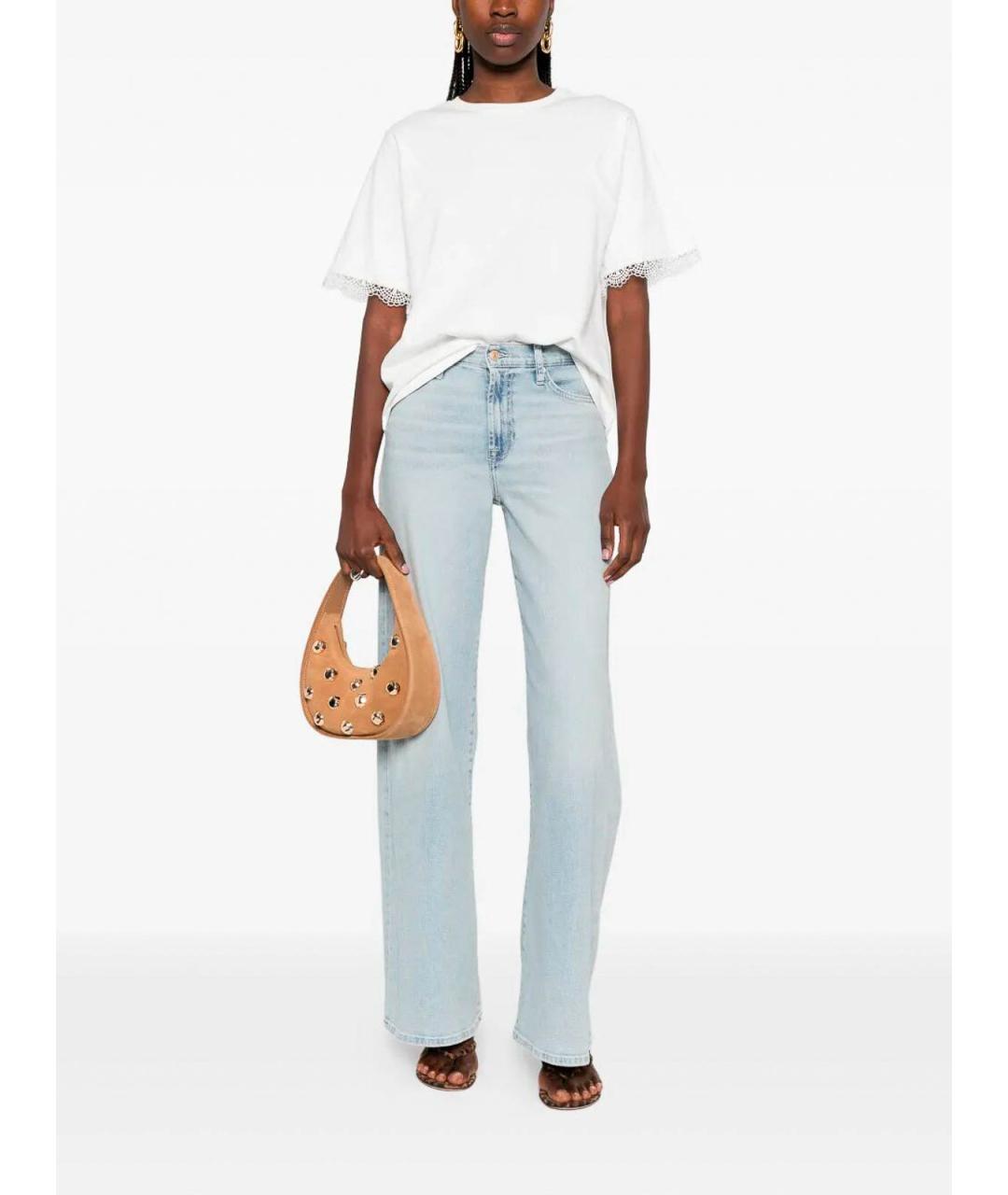 7 FOR ALL MANKIND Голубые хлопковые прямые джинсы, фото 2