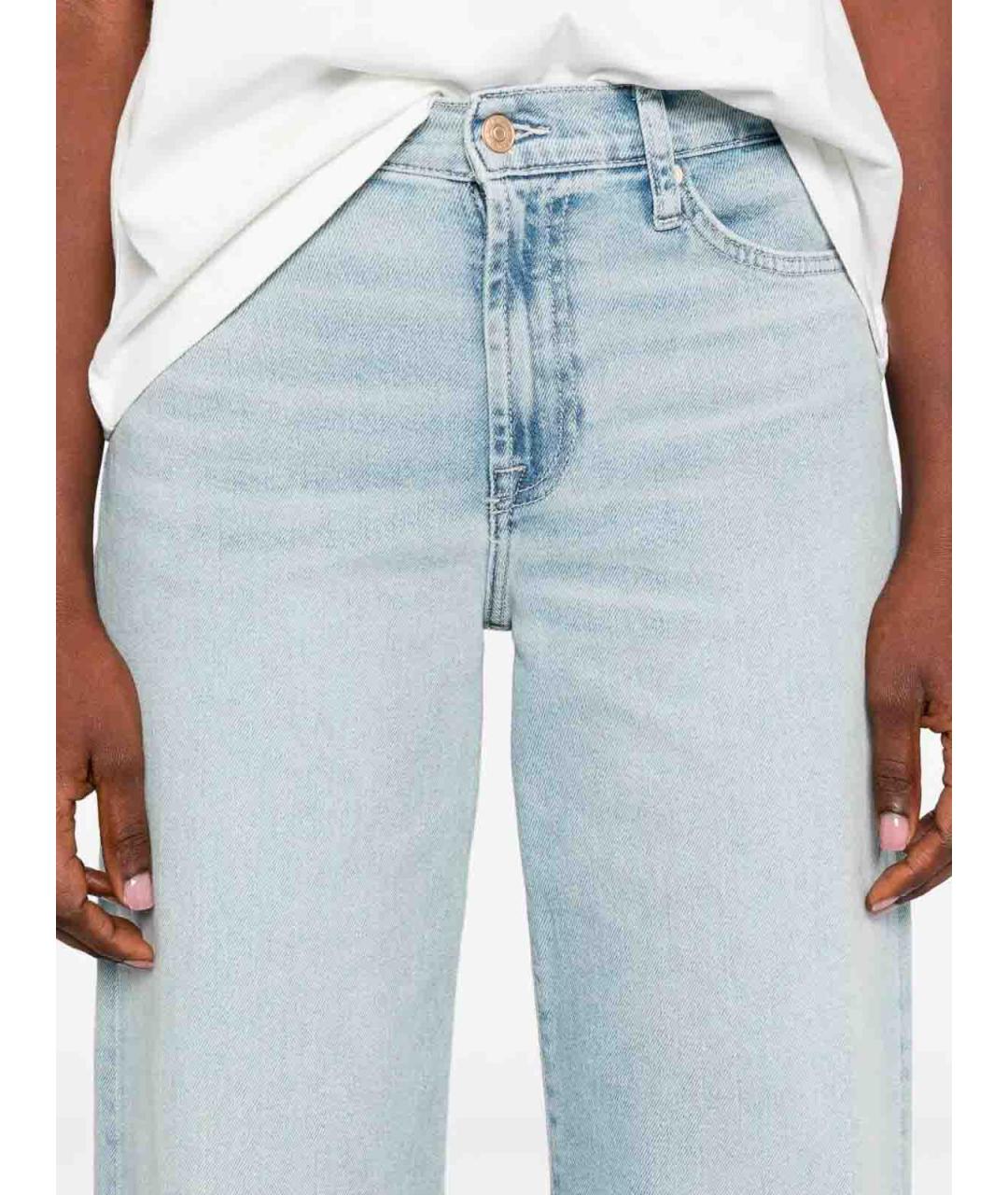 7 FOR ALL MANKIND Голубые хлопковые прямые джинсы, фото 3