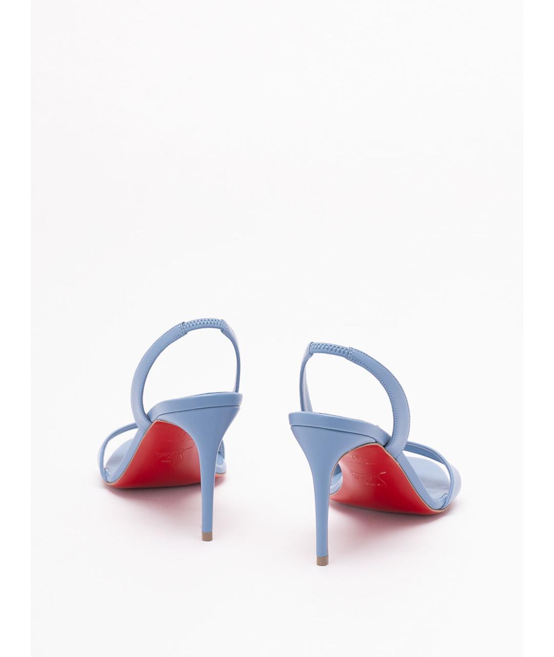 CHRISTIAN LOUBOUTIN Голубые кожаные босоножки, фото 3