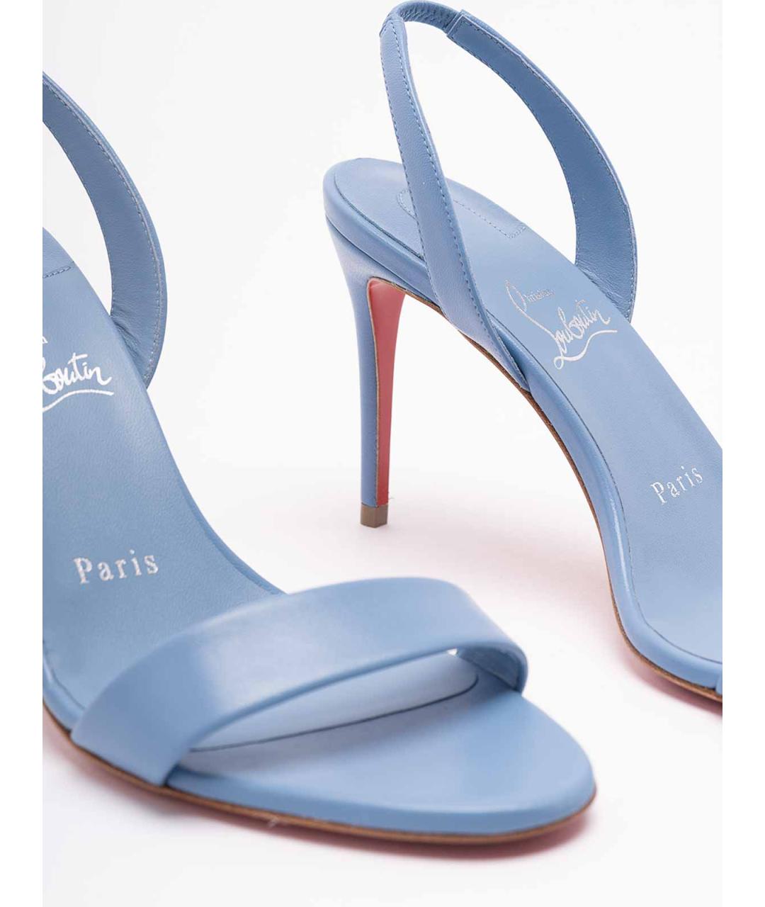 CHRISTIAN LOUBOUTIN Голубые кожаные босоножки, фото 5