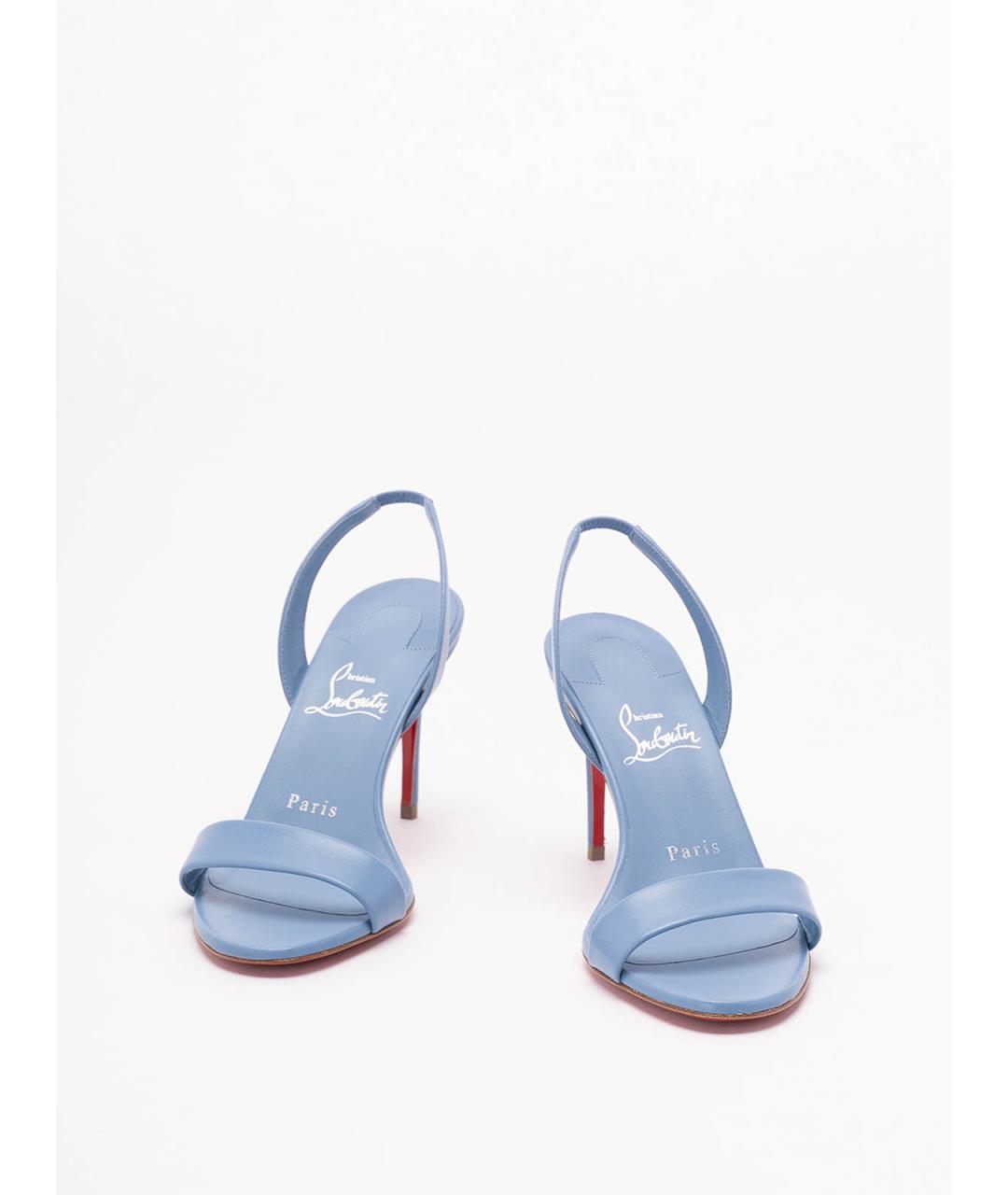 CHRISTIAN LOUBOUTIN Голубые кожаные босоножки, фото 2