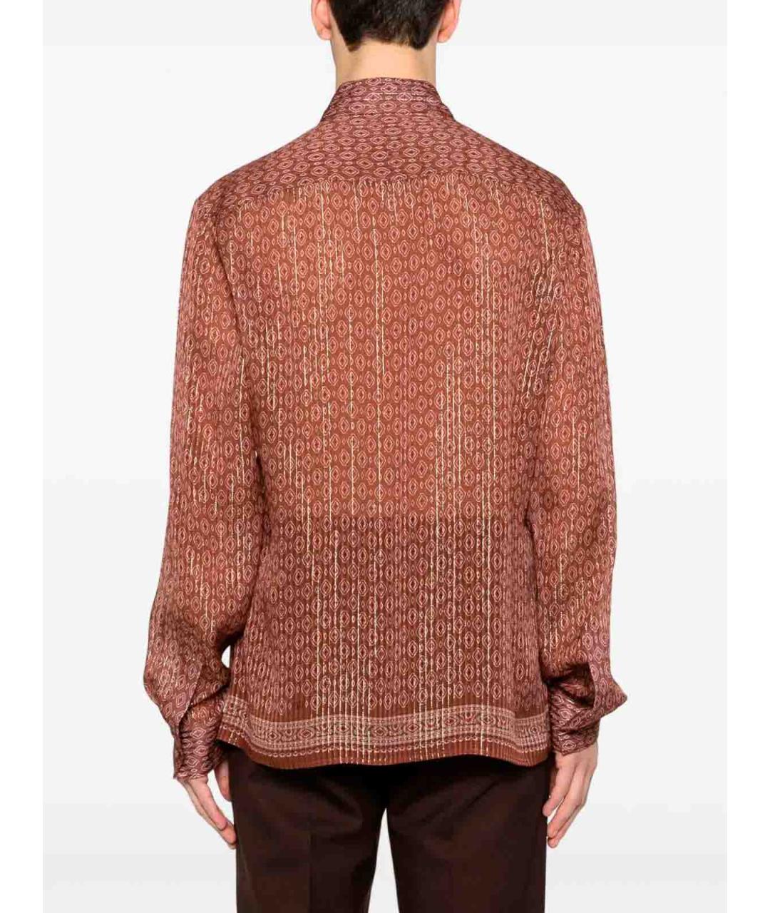 VALENTINO Коричневая шелковая кэжуал рубашка, фото 4