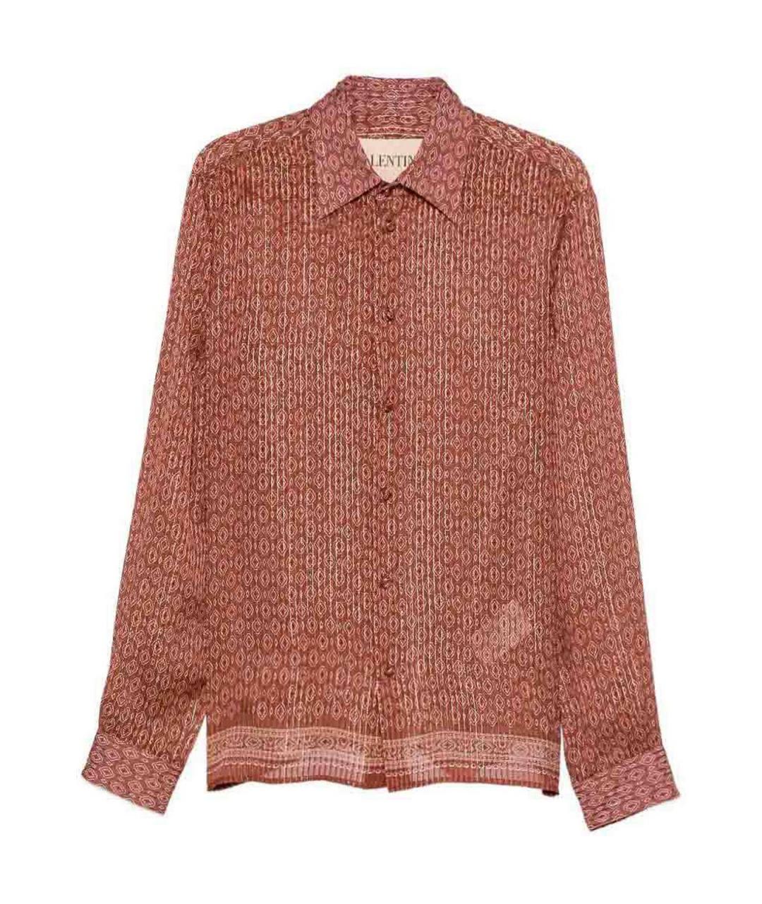 VALENTINO Коричневая шелковая кэжуал рубашка, фото 1