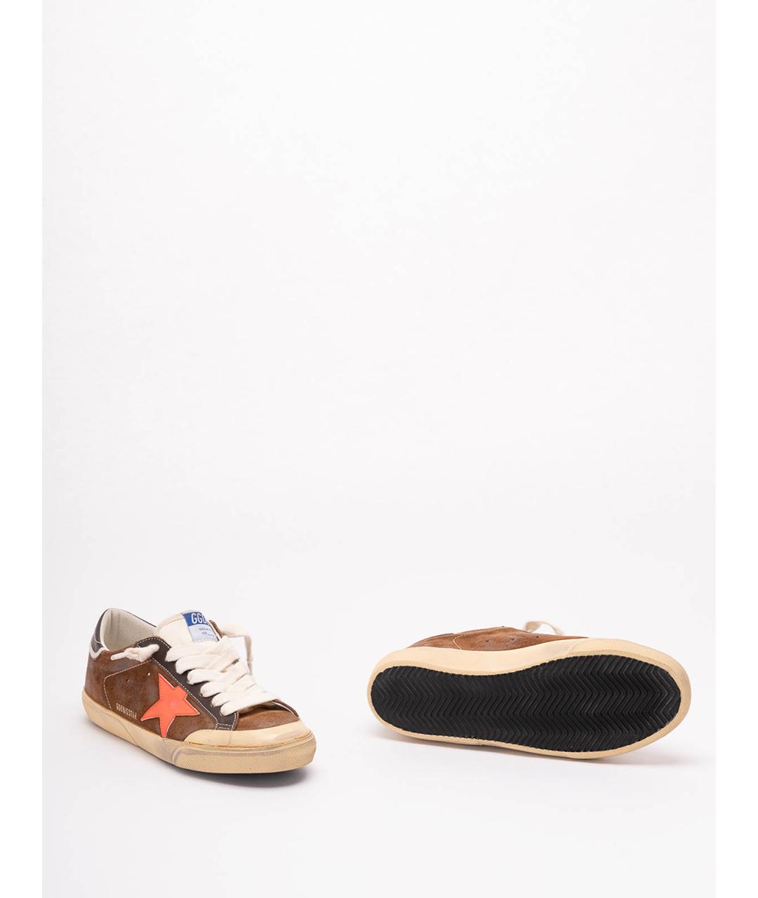 GOLDEN GOOSE DELUXE BRAND Коричневые кожаные низкие кроссовки / кеды, фото 4