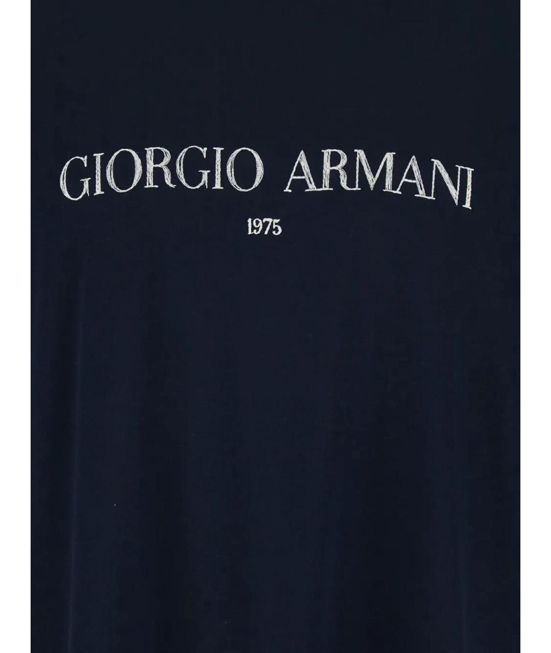 GIORGIO ARMANI Темно-синяя хлопковая футболка, фото 2