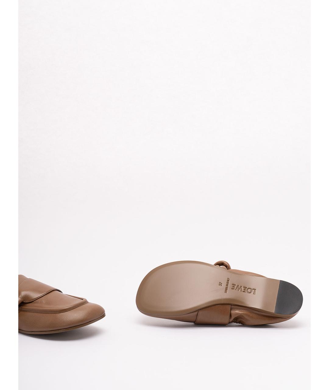 LOEWE Коричневые кожаные лоферы, фото 4