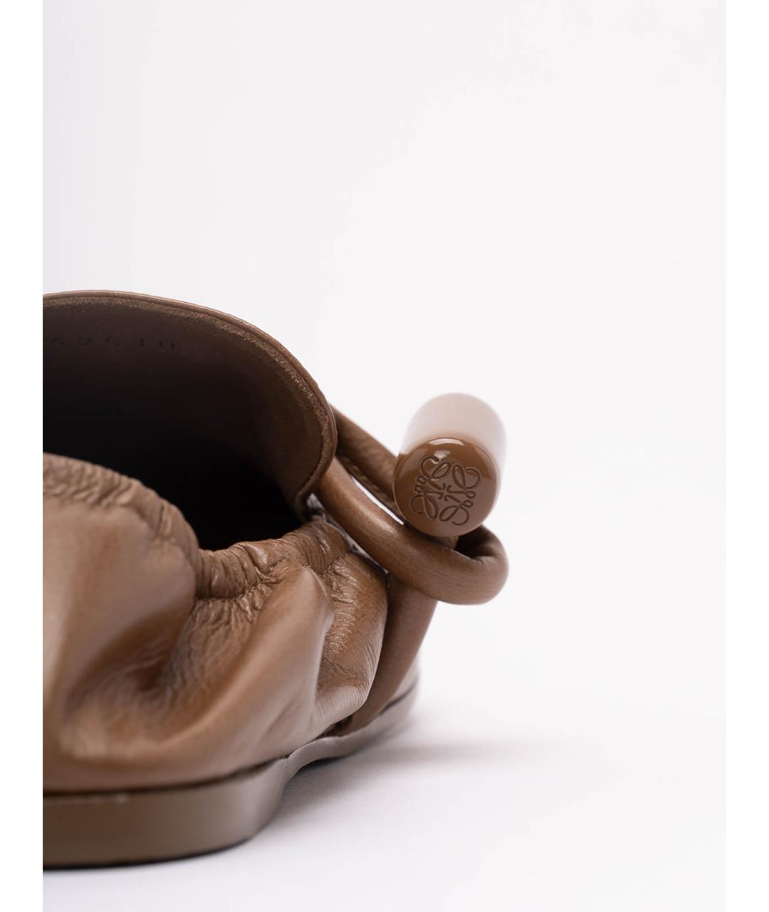 LOEWE Коричневые кожаные лоферы, фото 5