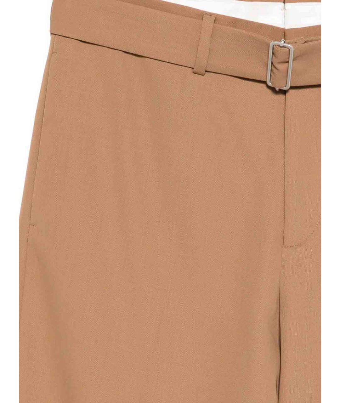LARDINI Коричневые шерстяные повседневные брюки, фото 3