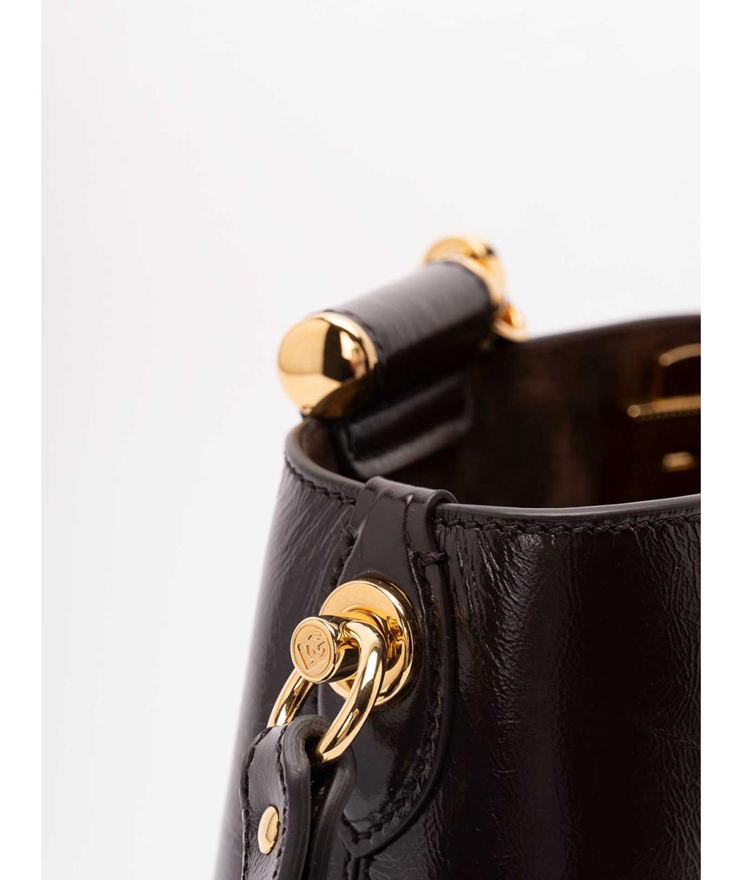DOLCE&GABBANA Коричневая кожаная сумка тоут, фото 5
