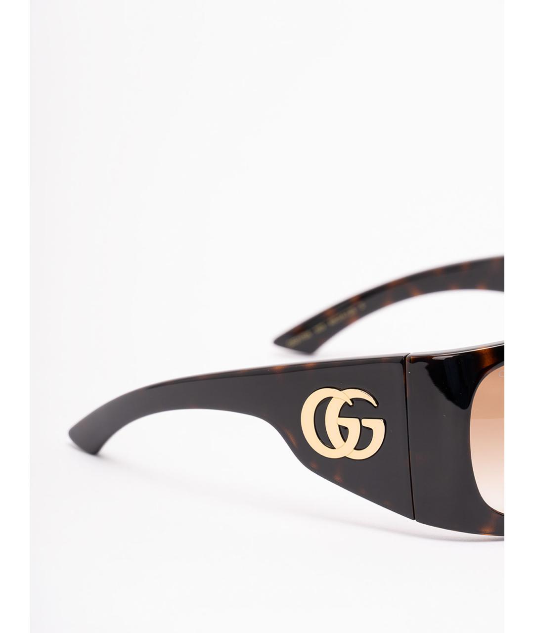 GUCCI Коричневые пластиковые солнцезащитные очки, фото 2