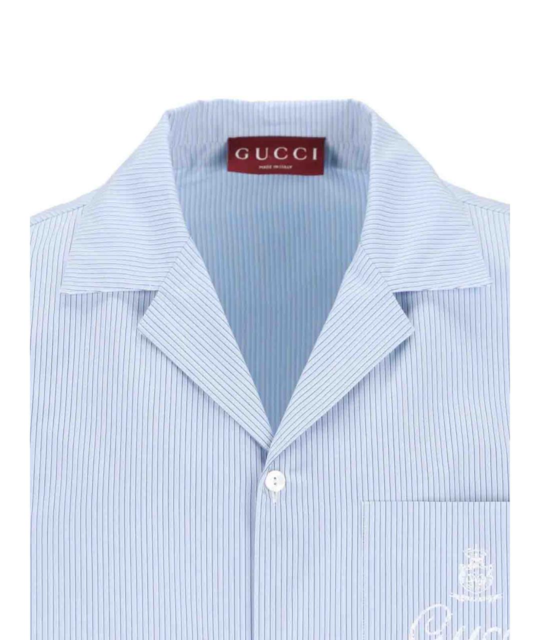 GUCCI Голубая хлопковая кэжуал рубашка, фото 3