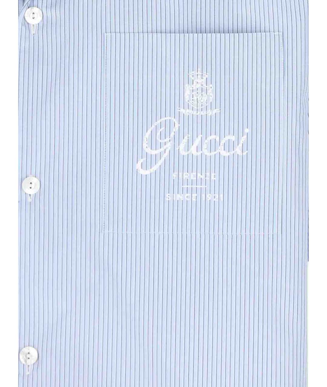 GUCCI Голубая хлопковая кэжуал рубашка, фото 4